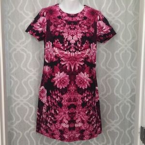 Michael Kors Pink Black Floral Shift Dress